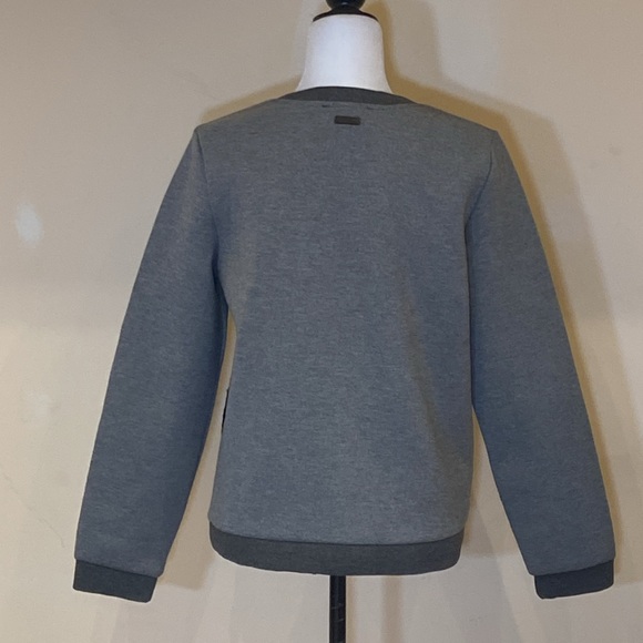 PINK TARTAN | size M | warm pullover with furry oversized front pockets | Grey - Picture 3 of 10